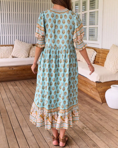 Luftiges Damen Boho-Kleid - Leichte Sommer-Tunika mit ausdrucksstarkem Ethno-Muster