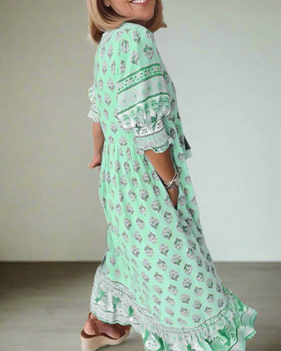 Luftiges Damen Boho-Kleid - Leichte Sommer-Tunika mit ausdrucksstarkem Ethno-Muster