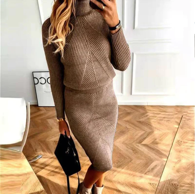 Elegantes Rollkragen Strickkleid für Frauen