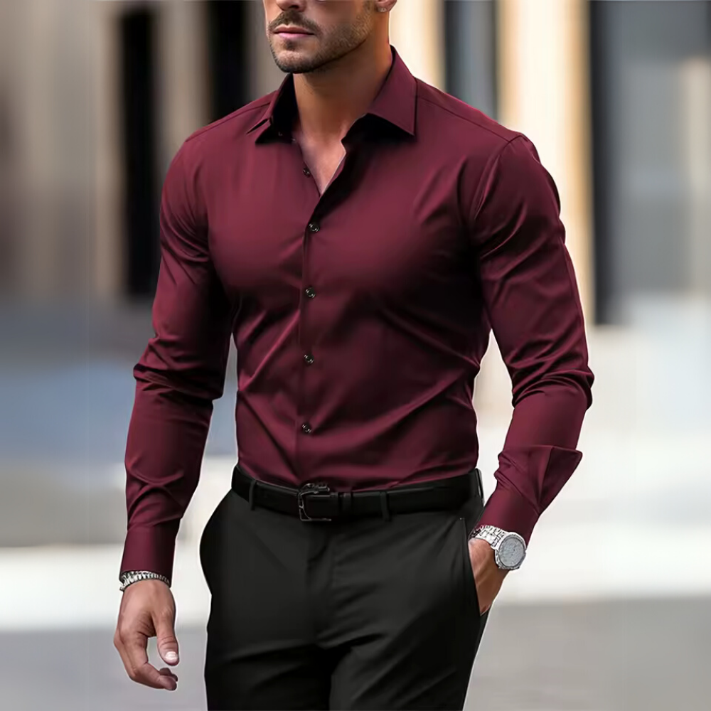 Hemd für Herren - Slim Fit Sommer-Businesshemd mit Stretch