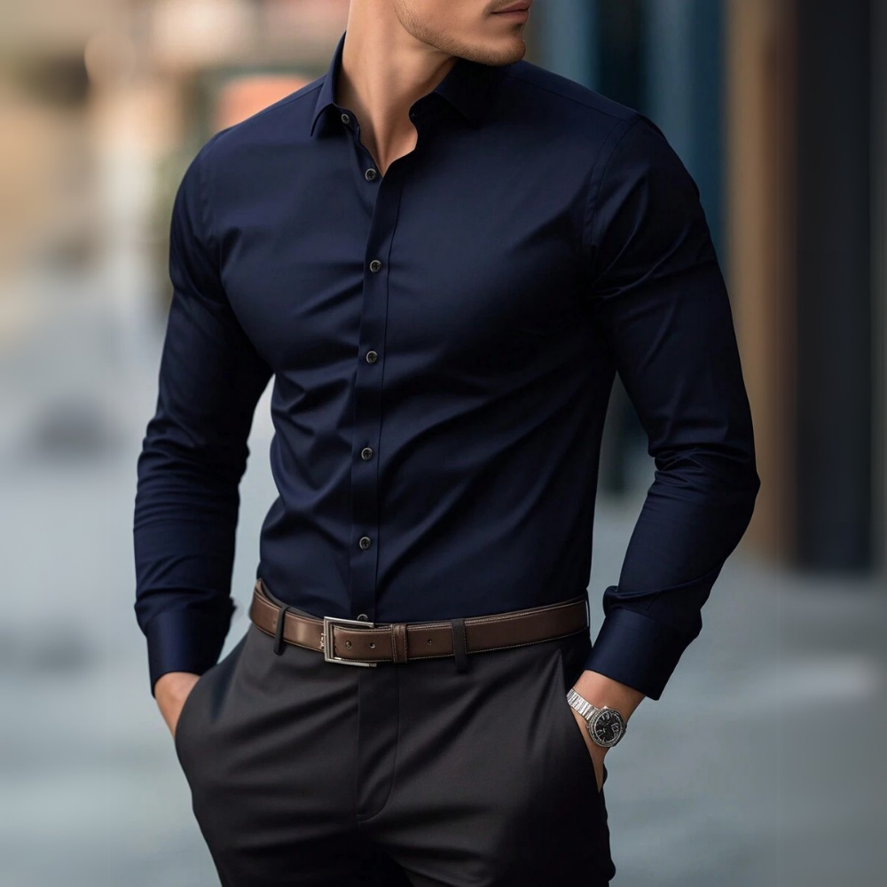 Hemd für Herren - Slim Fit Sommer-Businesshemd mit Stretch