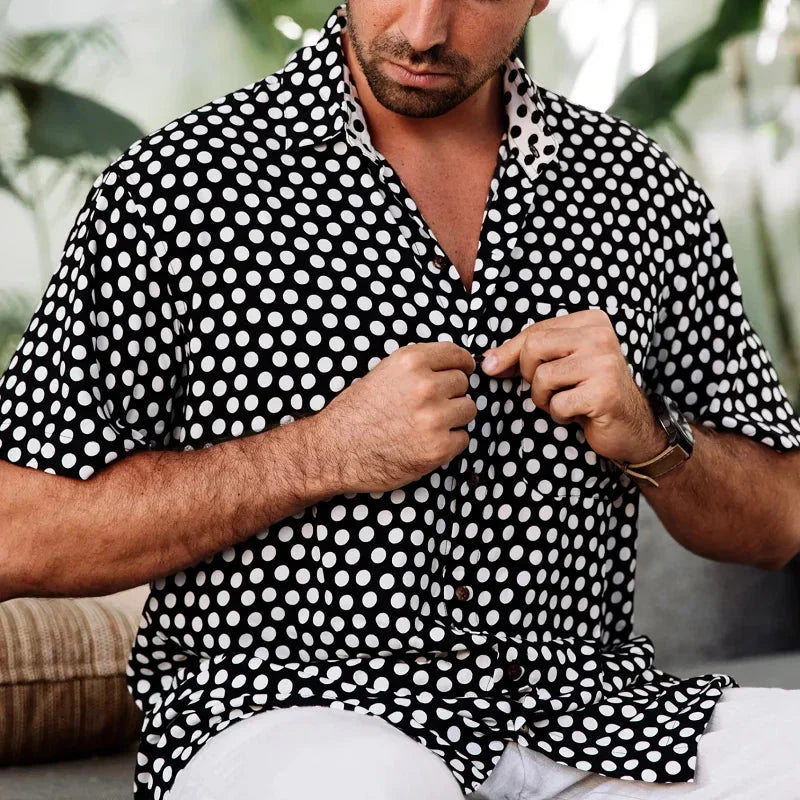 Button-Up Hemd - Kurzarm - Bedruckt - Sommerhemd - Herrenhemd