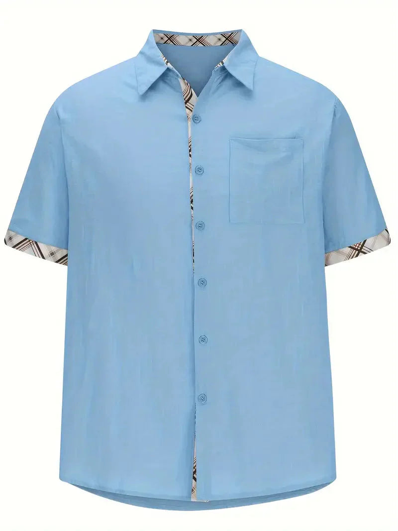 Button-Up Hemd - Umlegekragen - Brusttasche - Kurzarmhemd - Herrenhemd