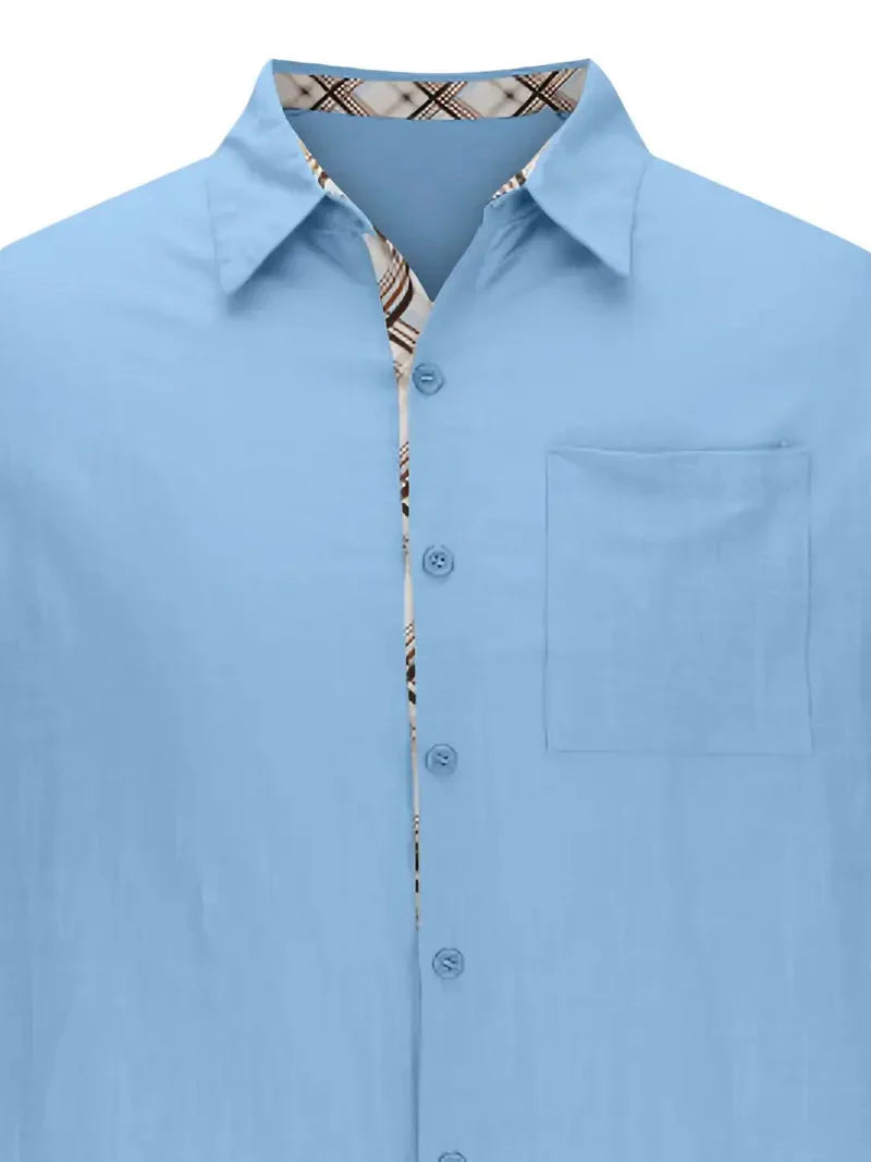 Button-Up Hemd - Umlegekragen - Brusttasche - Kurzarmhemd - Herrenhemd
