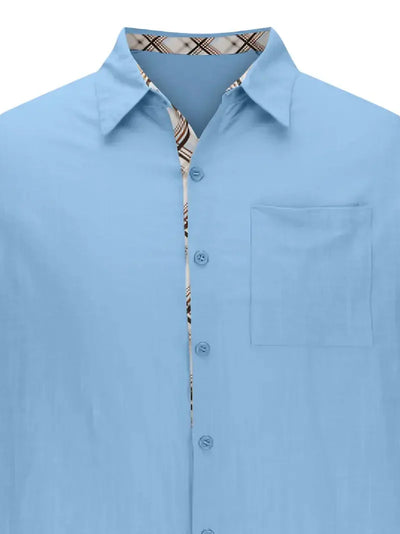 Button-Up Hemd - Umlegekragen - Brusttasche - Kurzarmhemd - Herrenhemd