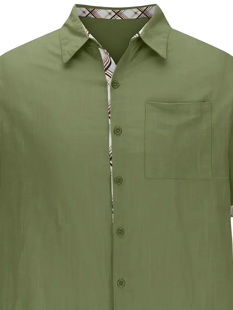 Button-Up Hemd - Umlegekragen - Brusttasche - Kurzarmhemd - Herrenhemd