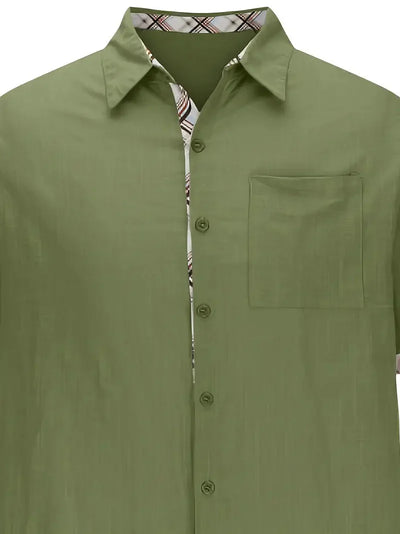 Button-Up Hemd - Umlegekragen - Brusttasche - Kurzarmhemd - Herrenhemd