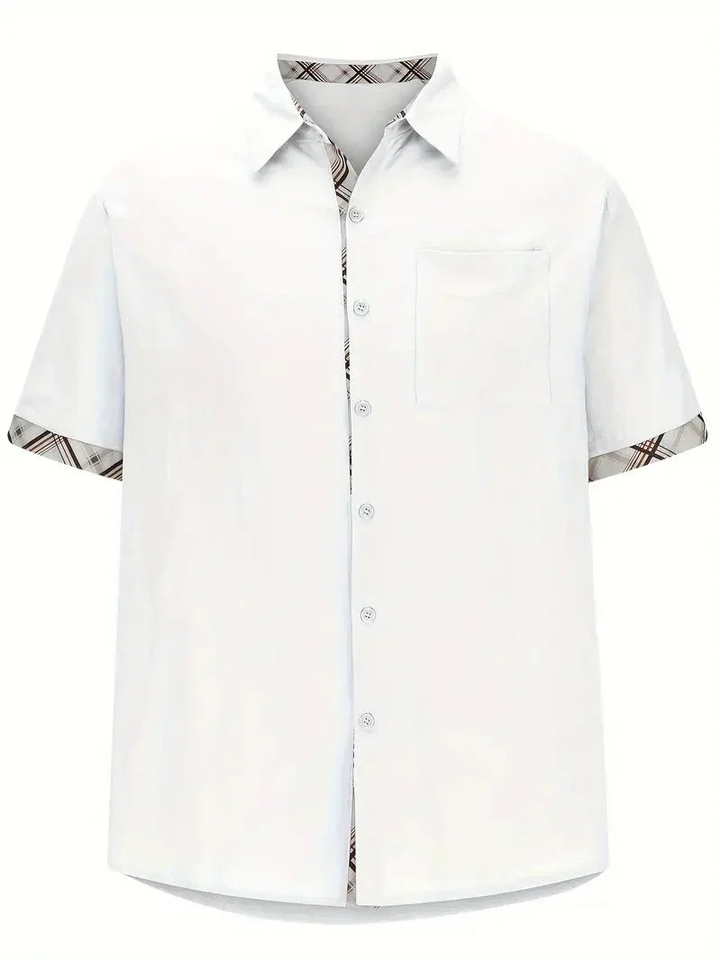 Button-Up Hemd - Umlegekragen - Brusttasche - Kurzarmhemd - Herrenhemd