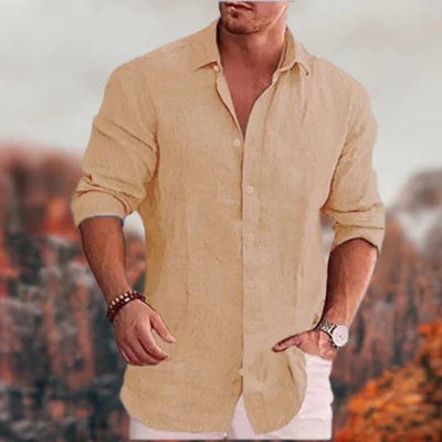 Button-Up Hemd | Umlegekragen | Langarm | Leinenhemd | Herrenhemden