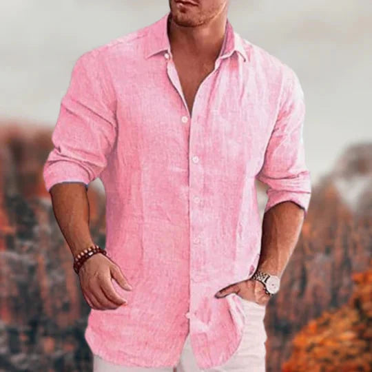 Button-Up Hemd | Umlegekragen | Langarm | Leinenhemd | Herrenhemden