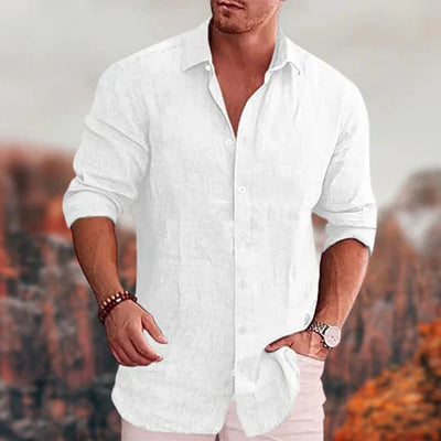 Button-Up Hemd | Umlegekragen | Langarm | Leinenhemd | Herrenhemden