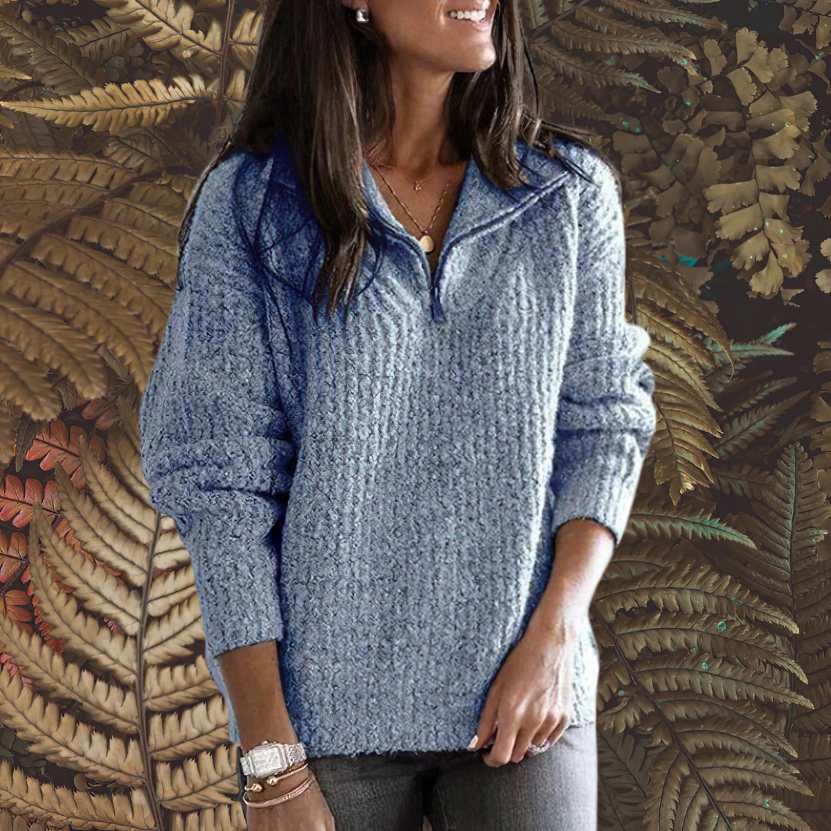 Übergroßer Zip-up-Pullover für Frauen