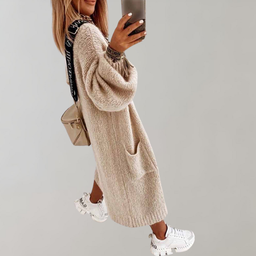 Übergroße Strickjacke mit Taschen für Damen