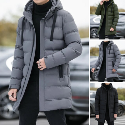 Lange Winterjacke mit Reißverschluss für Herren