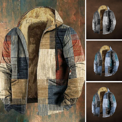 Moderner Patchwork-Kapuzenpullover für Herren