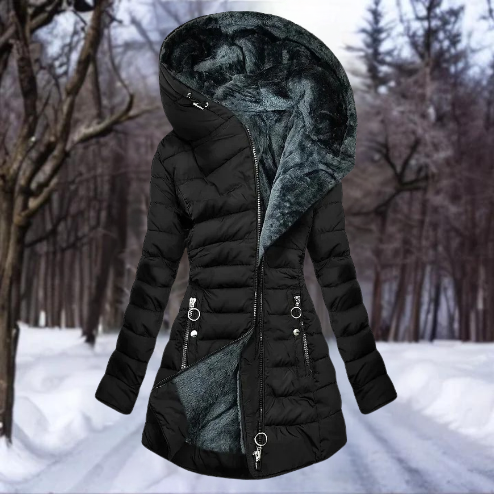 Lange Winter-Pufferjacke für Damen
