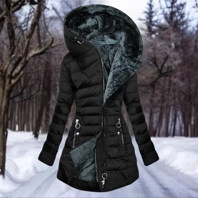Lange Winter-Pufferjacke für Damen