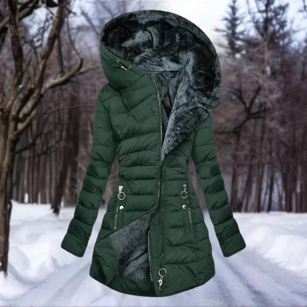 Lange Winter-Pufferjacke für Damen