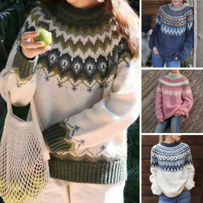 Klassischer Fair-Isle-Strickpullover für Damen