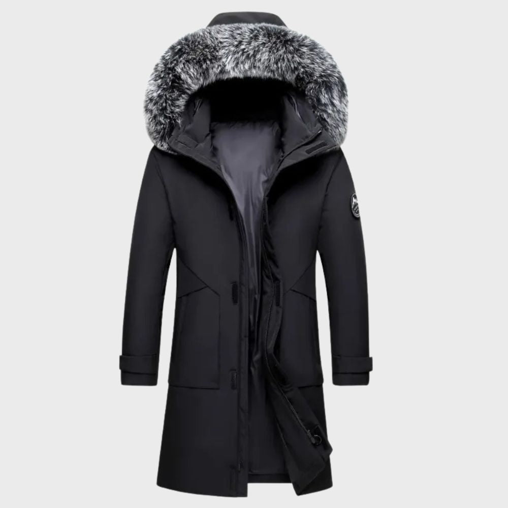 Lange Wasserdichte Winterjacke mit Fell für Herren