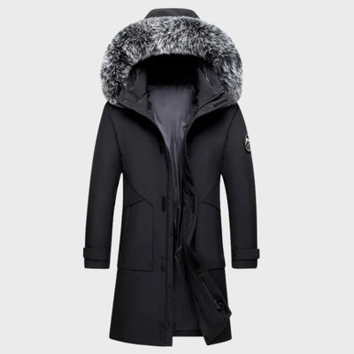 Lange Wasserdichte Winterjacke mit Fell für Herren