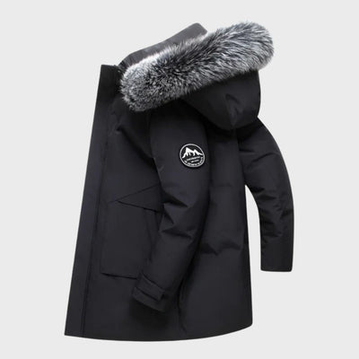 Lange Wasserdichte Winterjacke mit Fell für Herren