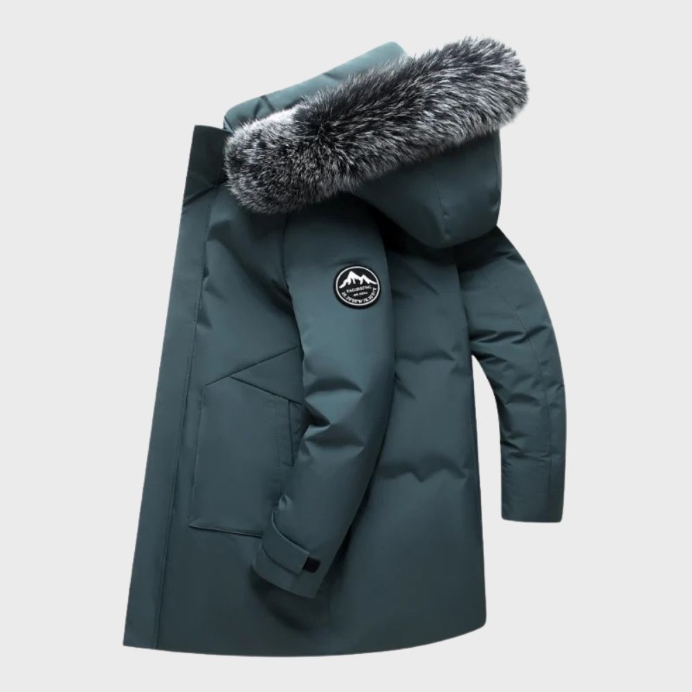 Lange Wasserdichte Winterjacke mit Fell für Herren
