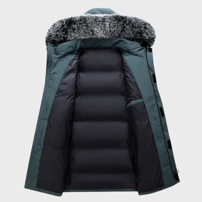 Lange Wasserdichte Winterjacke mit Fell für Herren