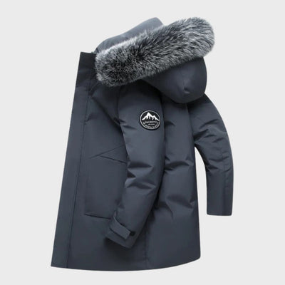Lange Wasserdichte Winterjacke mit Fell für Herren