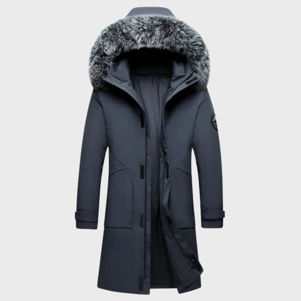 Lange Wasserdichte Winterjacke mit Fell für Herren