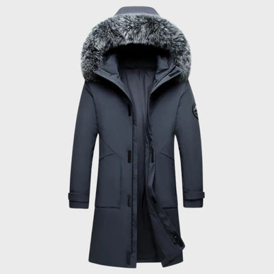 Lange Wasserdichte Winterjacke mit Fell für Herren