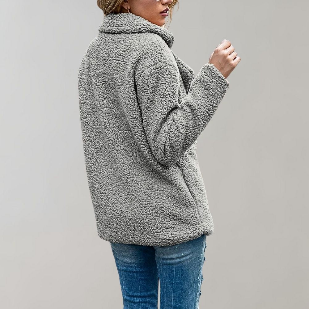 Warmer Doppelreihiger Teddy-Mantel für Damen