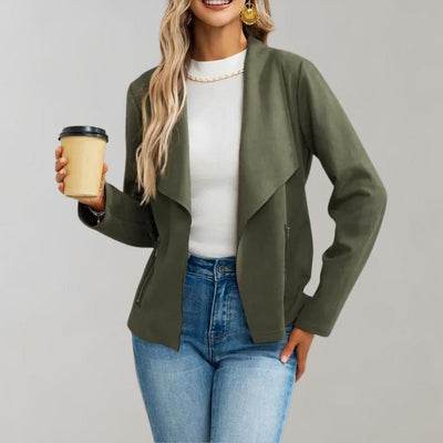 Jacke mit Wasserfallkragen | Stilvolle Eleganz | Weiches Material