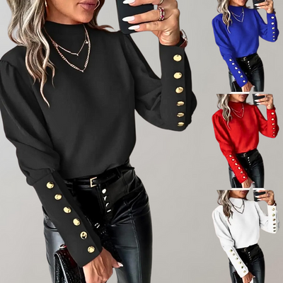 Bluse mit Puffärmeln und Knöpfen für Damen