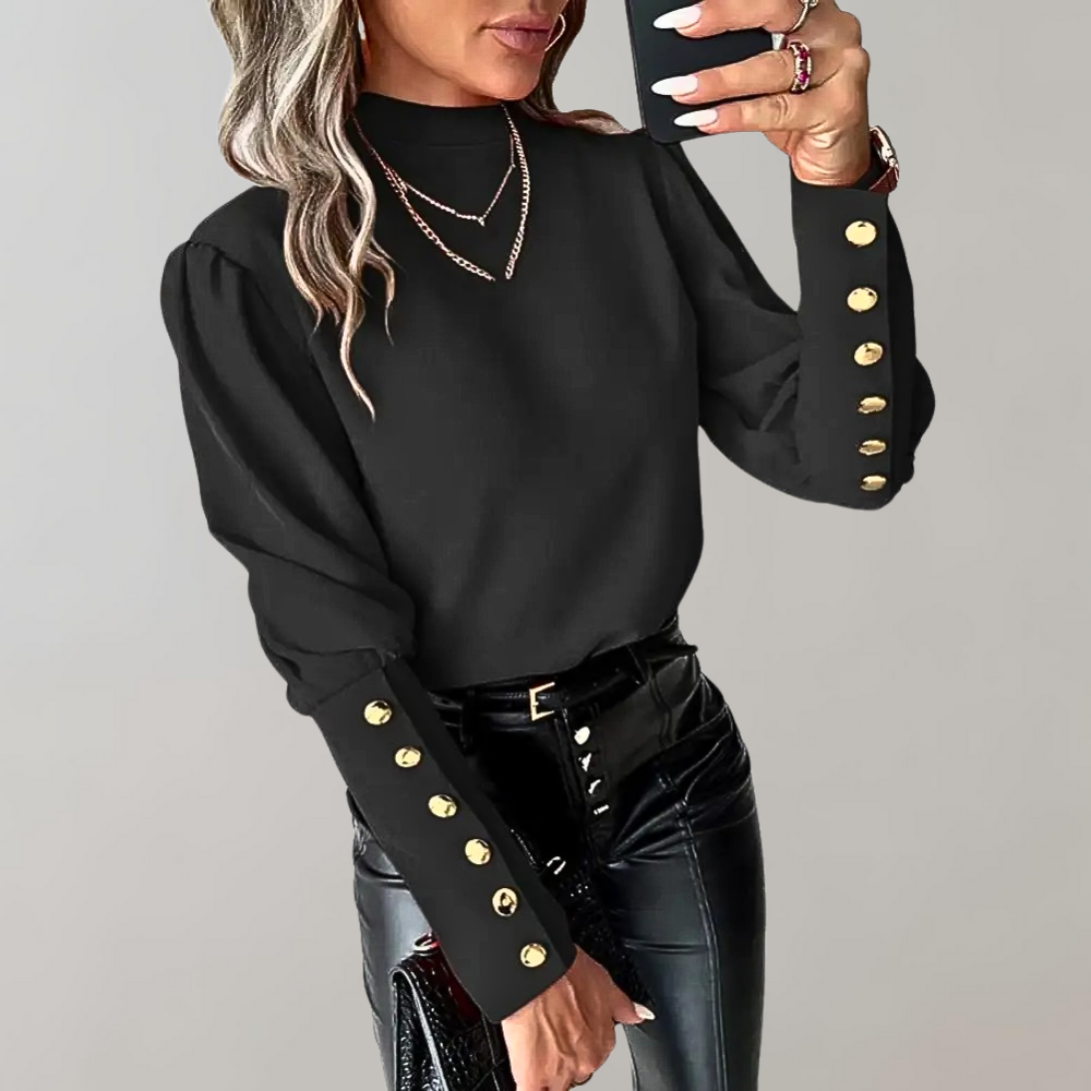 Bluse mit Puffärmeln und Knöpfen für Damen