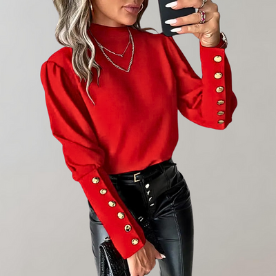 Bluse mit Puffärmeln und Knöpfen für Damen