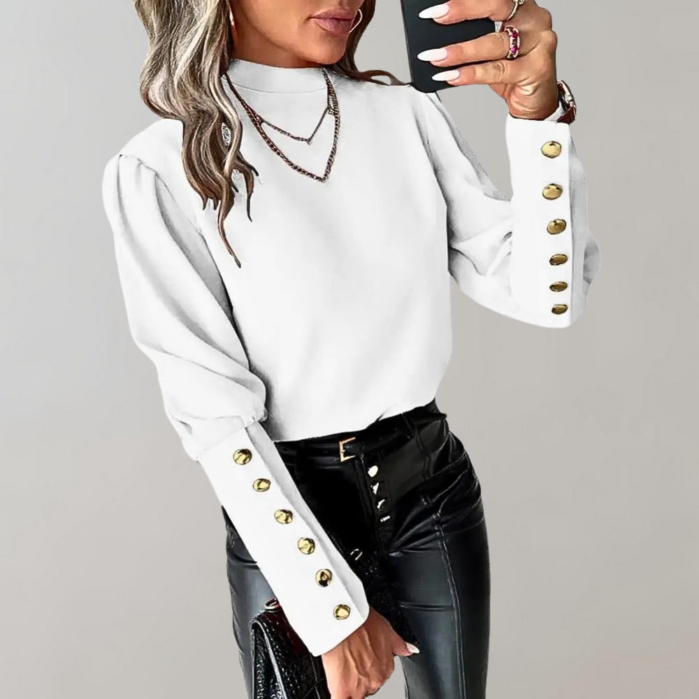 Bluse mit Puffärmeln und Knöpfen für Damen