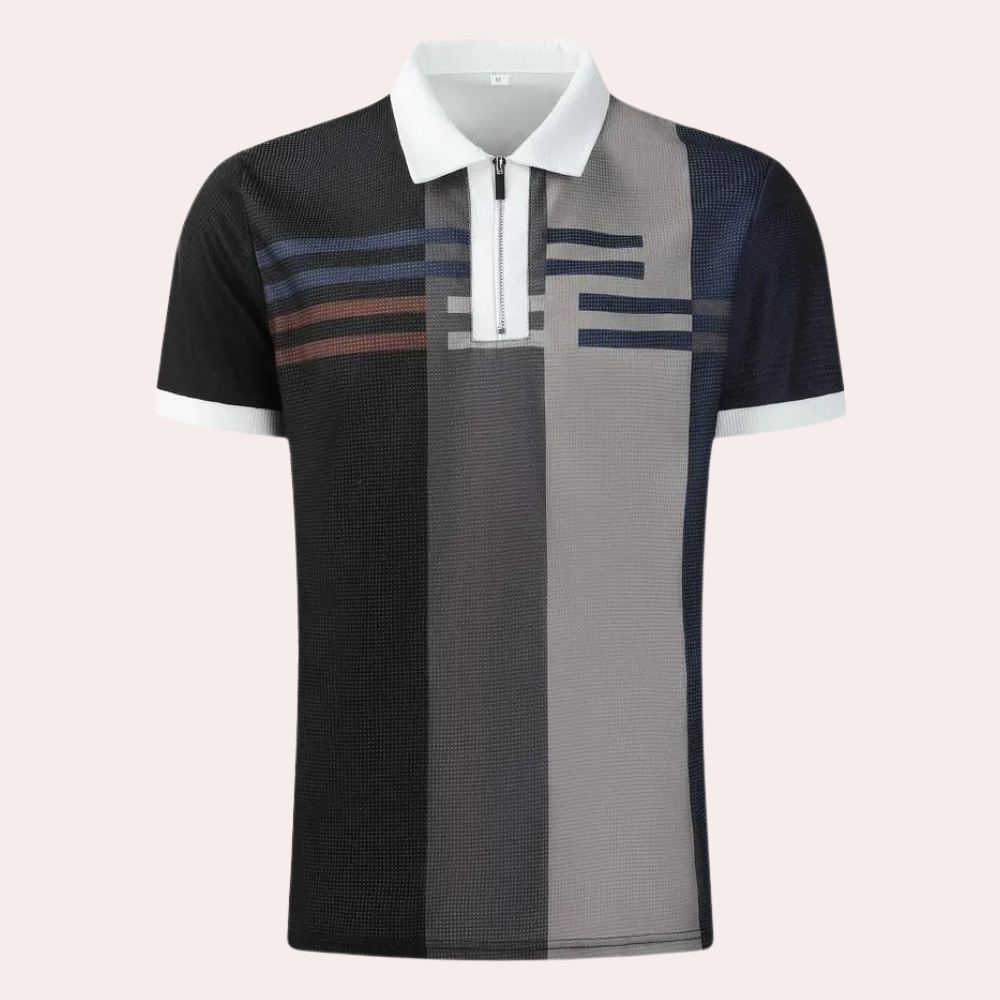 Poloshirt für Herren - Stilvolles Zigzag Polo mit Reißverschluss für den Sommer