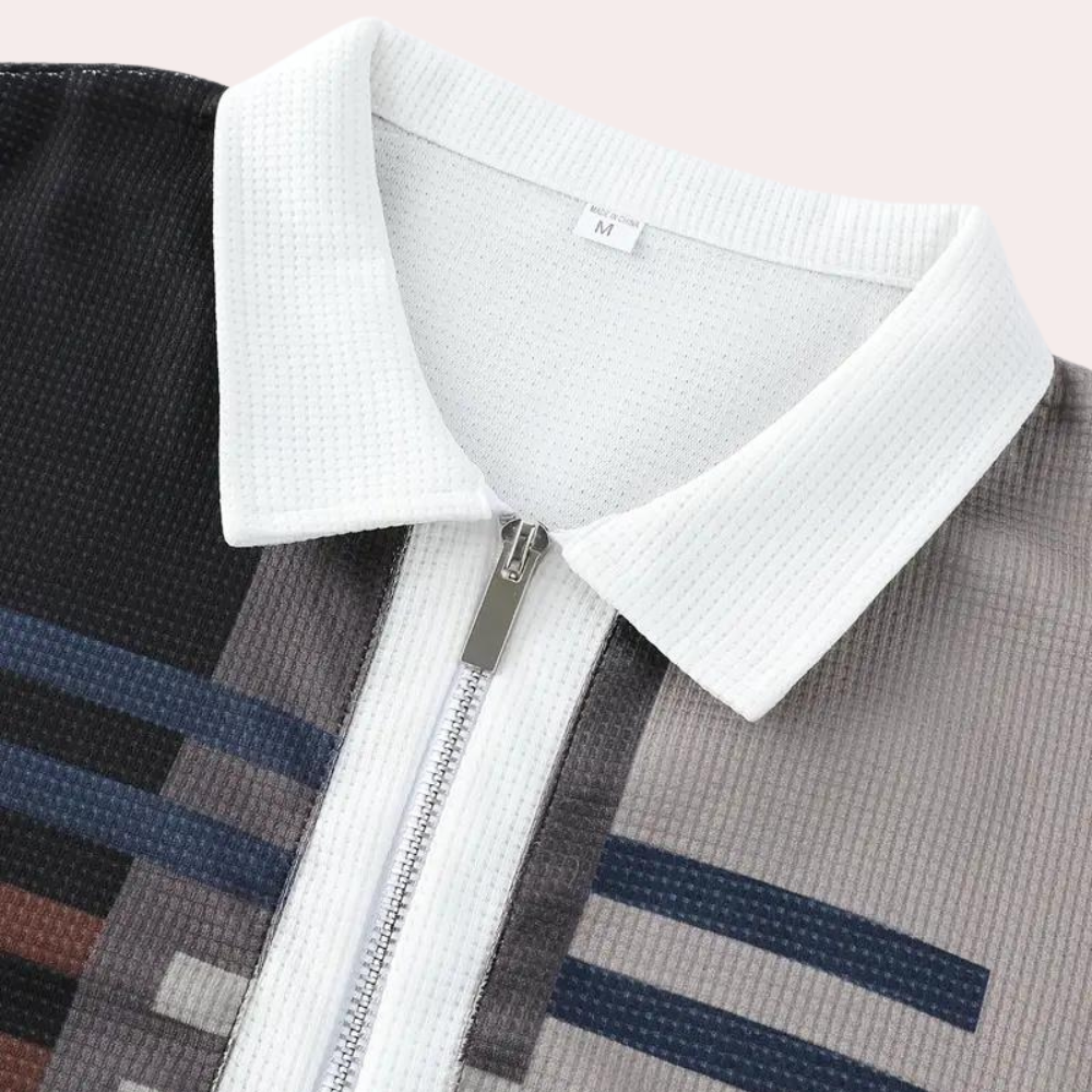 Poloshirt für Herren - Stilvolles Zigzag Polo mit Reißverschluss für den Sommer