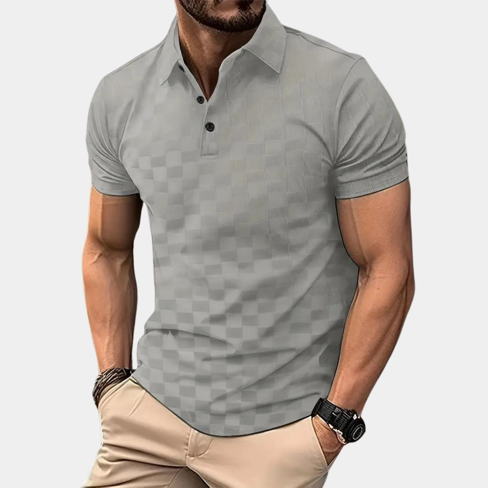 Poloshirt für Herren - Slim Fit Damier-Poloshirt für den Sommer
