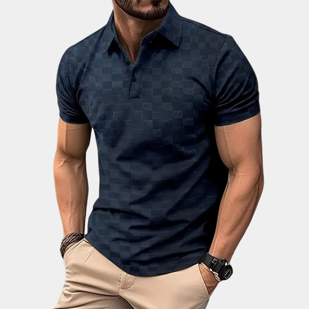 Poloshirt für Herren - Slim Fit Damier-Poloshirt für den Sommer