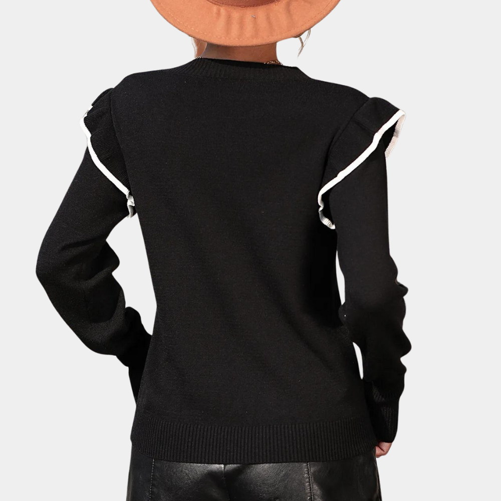 Pullover mit Rüschen | Lange Ärmel | Weich und Elegant
