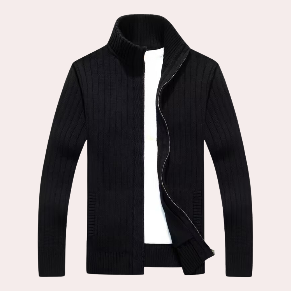 Gerippte Strickjacke mit Reißverschluss für Männer