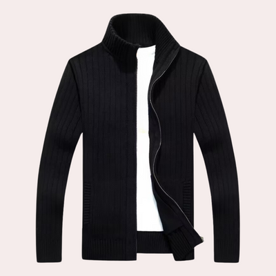Gerippte Strickjacke mit Reißverschluss für Männer