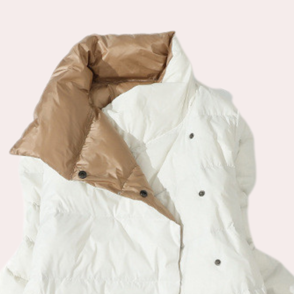 Zweifarbige Stepp-Pufferjacke für Damen