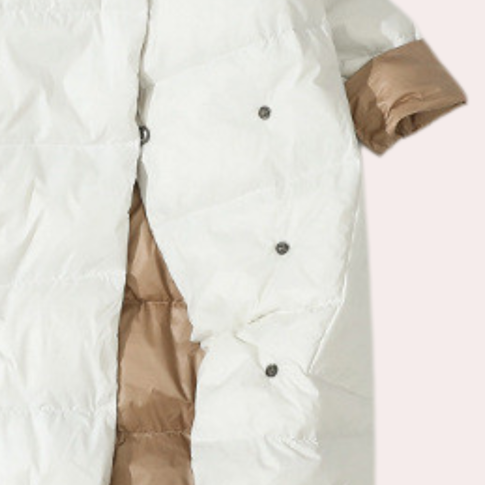Zweifarbige Stepp-Pufferjacke für Damen