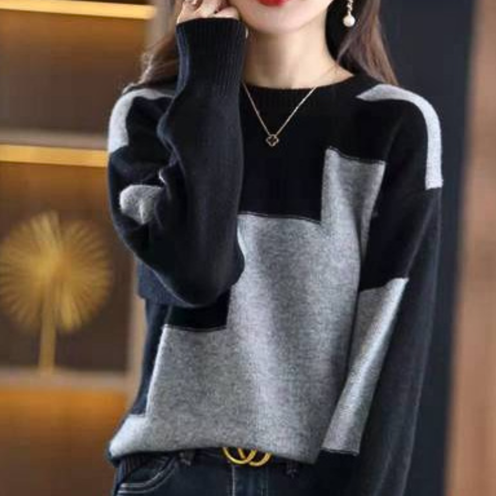 Color-Blocked Strickpullover für Damen