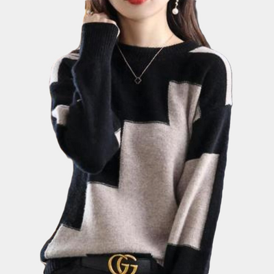 Color-Blocked Strickpullover für Damen