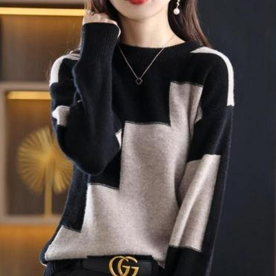 Color-Blocked Strickpullover für Damen
