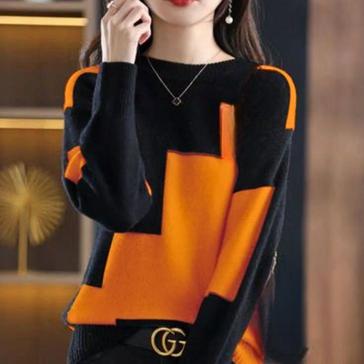 Color-Blocked Strickpullover für Damen